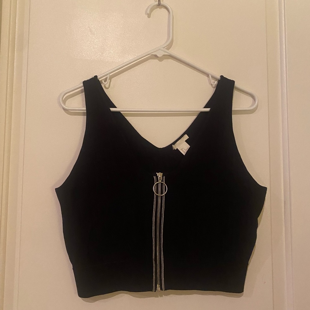 GENTLY USED H&M Black Zip Up Tank Vest Top